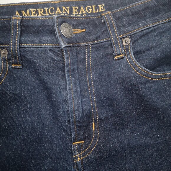 American Eagle Slim Straight Men's Size 32/32 Dark Wash Extreme Flex Blue Jeans - Picture 10 of 15